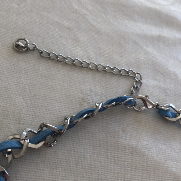 multi strand turquoise color and silver tone necklace - Picture 6 of 12